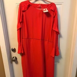 Open back red midi dress